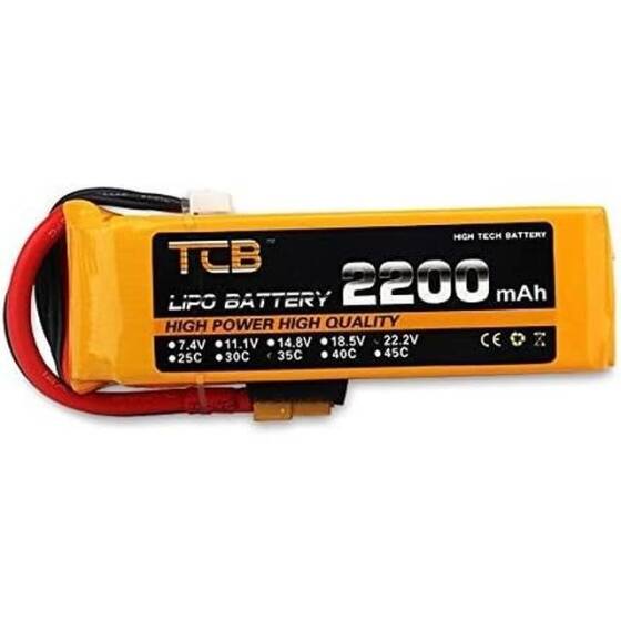 Yellow TCB 11.1V 2200MAH 25C Model Airplane Lithium Battery JST Female - 5