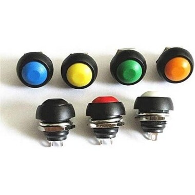 Yellow Waterproof PBS-33B 12mm 2 PIN Self-Reset Mini Round Push Button - 2