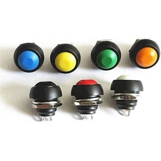 Yellow Waterproof PBS-33B 12mm 2 PIN Self-Reset Mini Round Push Button - 2