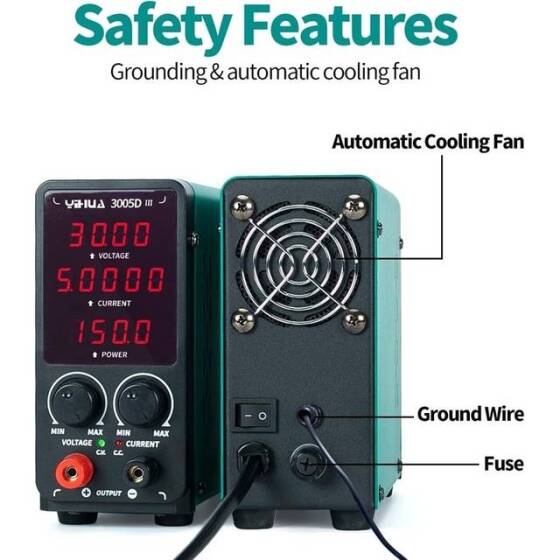 YIHUA3005D Regulated Adjustable DC Power Supply EU Plug - 3