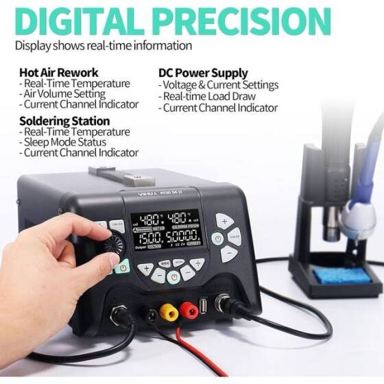 YIHUA853D Digital Display Hot Air Desoldering Station Power Supply Three-in-One US Plug - 3