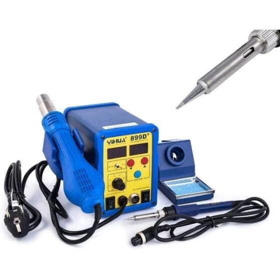 YIHUA899D-II Dual Digital Display Hot Air Soldering Station 2 In 1 220V EU Plug - 1