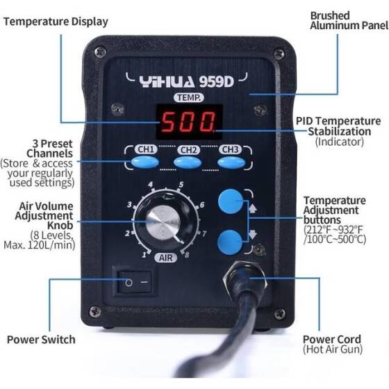 YIHUA959D Single Digital Display Hot Air Soldering Station 220V EU Plug - 2