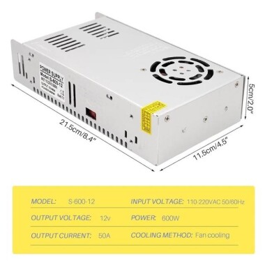 Fanlı Yüksek Kaliteli Güç Kaynağı 600W 12V 50A - 2