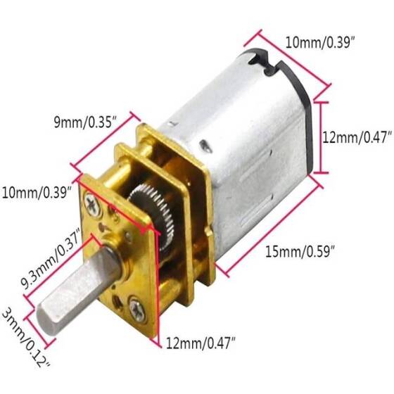 GA12-N20 6V 600RPM Mikro DC Metal Dişli Redüktörlü Motor - 5