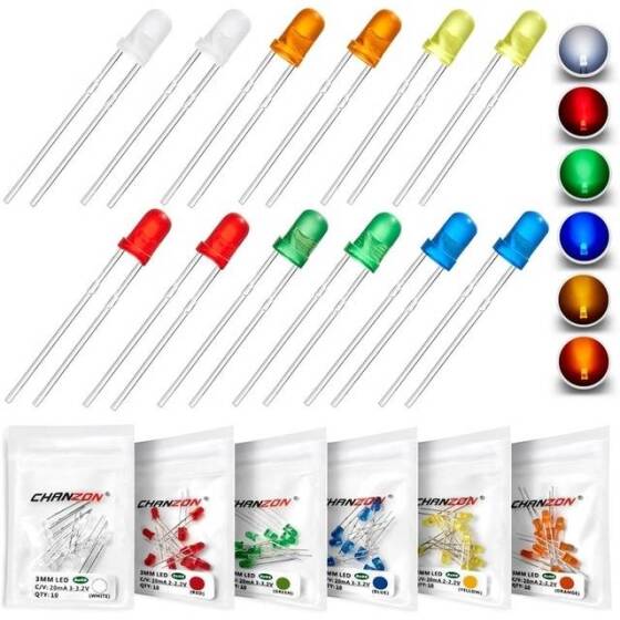 Geniş Açılı 3V 20mA 2mm Mavi Emzik Led 18mm Bacak Uzunluğu - 1