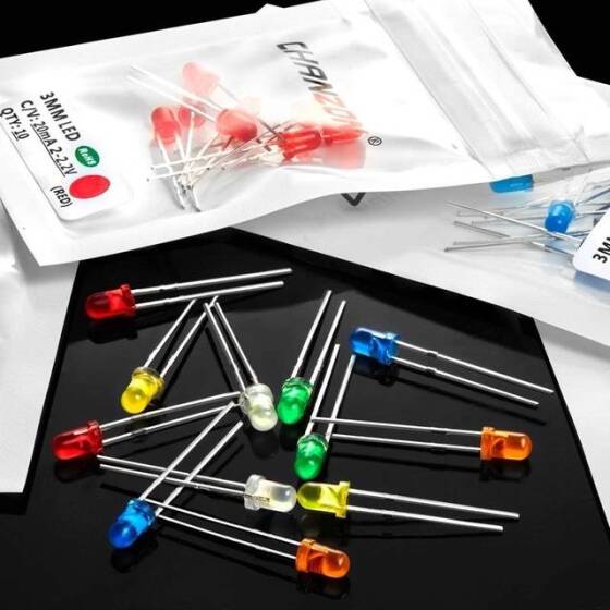 Geniş Açılı 3V 20mA 2mm Mavi Emzik Led 18mm Bacak Uzunluğu - 5