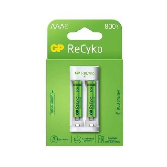 GP 2'li 800mAh AAA Şarj Edilebilir Pil + USB Şarj Cihazı - 1