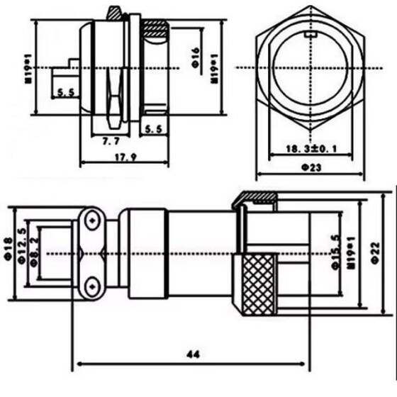 GX-20 14 Pin 20mm Mike Konnektör Takımı - 3