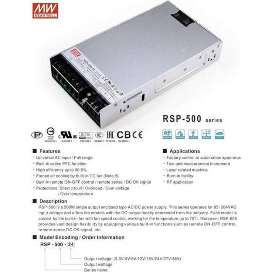 Yüksek Kaliteli Güç Kaynağı 500W 48V 10.5A S-500-48 - 3