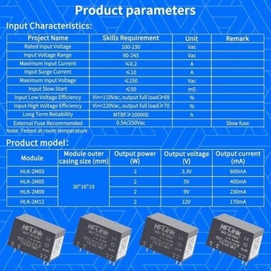 HLK-2M12 AC-DC 220V / 12V Güç Kaynağı Modülü - 4