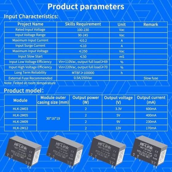HLK-2M12 AC-DC 220V / 12V Güç Kaynağı Modülü - 4