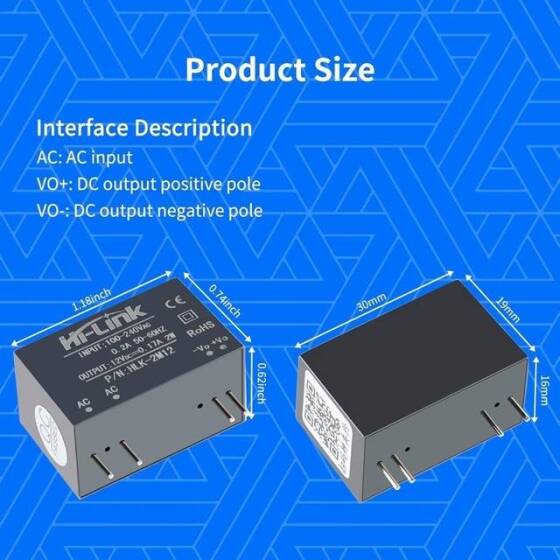 HLK-2M12 AC-DC 220V / 12V Güç Kaynağı Modülü - 5