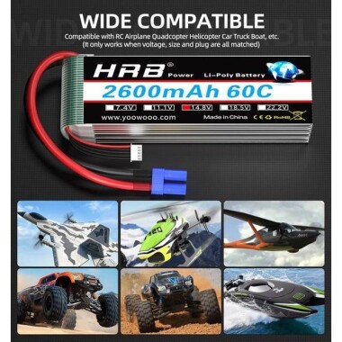 Kırmızı 2600MAH 4 S 14.8 V 25C Yüksek Güç Yüksek Kaliteli Model Uçak LIPO Pil JST Dişi - 5