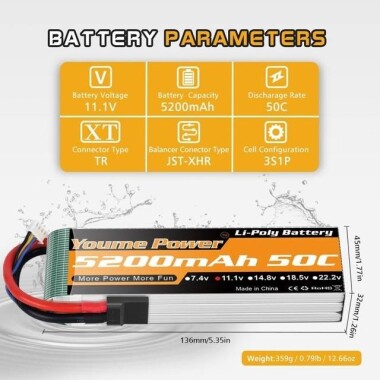 Kırmızı 5200MAH 3 S 11.1 V 25C Yüksek Güç Yüksek Kaliteli Model Uçak LIPO Pil JST Dişi - 3