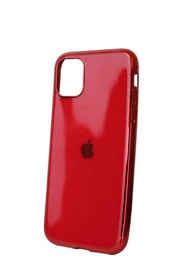 Kırmızı İphone 11 Apple Logolu Lazer Kesim Silikon Kılıf