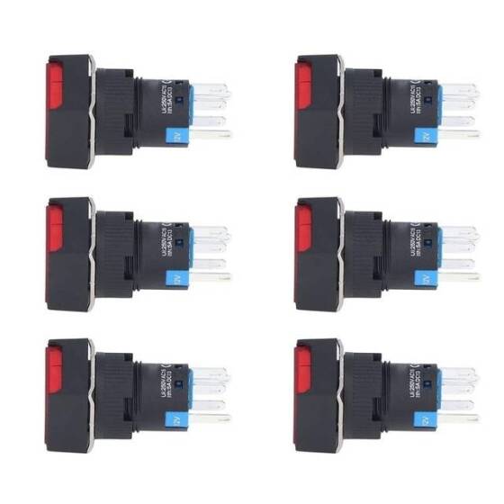Kırmızı LA128A 12V 8 Pin 16mm Kendini Sıfırlamalı Push Buton - 1
