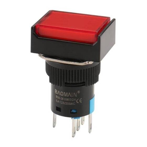 Kırmızı LA128A 24V 5 Pin 16mm Kendini Sıfırlamalı Push Buton - 3
