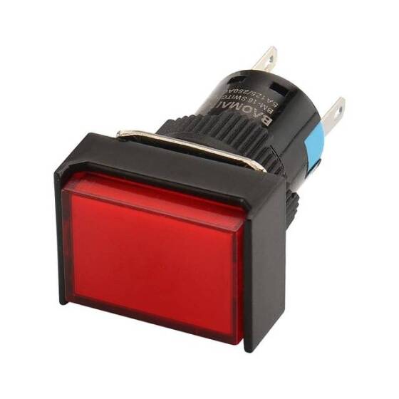 Kırmızı LA128A 24V 5 Pin 16mm Kendini Sıfırlamalı Push Buton - 4