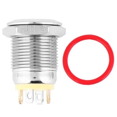 Kısa 12mm 220V Su Geçirmez Anlık Kendinden Sıfırlamalı Metal Push Buton Sarı Ledli - 1