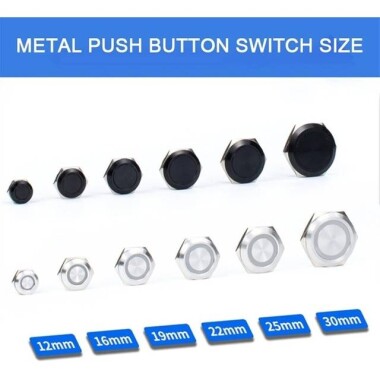 Kısa 12mm 3-6V Su Geçirmez Anlık Otomatik Sıfırlamalı Metal Push Buton Beyaz Ledli - 2