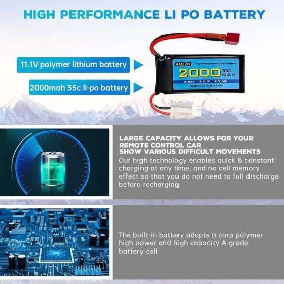 Lion 5200MAH 3S 11.1V 35C Yüksek Güç Yüksek Kaliteli Model Uçak LIPO Pil T Dişi - 5