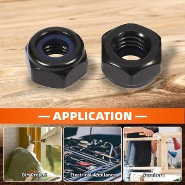 M12 Siyah Altıgen Naylon Somun - 5