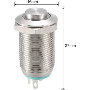 Mavi Ledli Yüksek Kafa 12mm 3-6V Su Geçirmez Kendinden Kilitli Metal Push Buton - 3