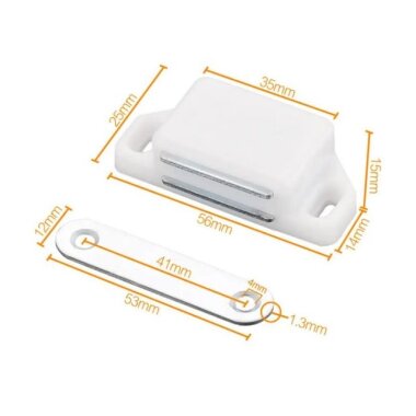 Mıknatıslı Plastik Mobilya Kapak Kilidi 36x25x15mm - Beyaz - 2