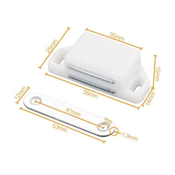 Mıknatıslı Plastik Mobilya Kapak Kilidi 36x25x15mm - Beyaz - 2