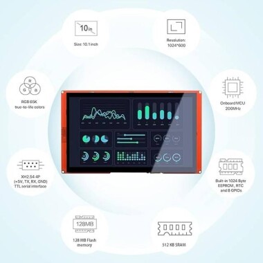 NX1060P101-011C-I - 10.1 Inch Nextion HMI Kapasitif Dokunmatik TFT Lcd Ekran - Dokunmatik - 4