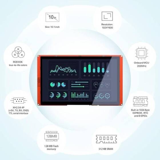 NX1060P101-011C-I - 10.1 Inch Nextion HMI Kapasitif Dokunmatik TFT Lcd Ekran - Dokunmatik - 4