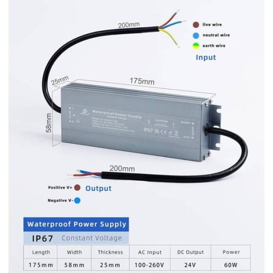 Orijinal Osram 60W 24V Sabit Voltaj Su Geçirmez Güç Kaynağı Ayarlanabilir Işık - 5