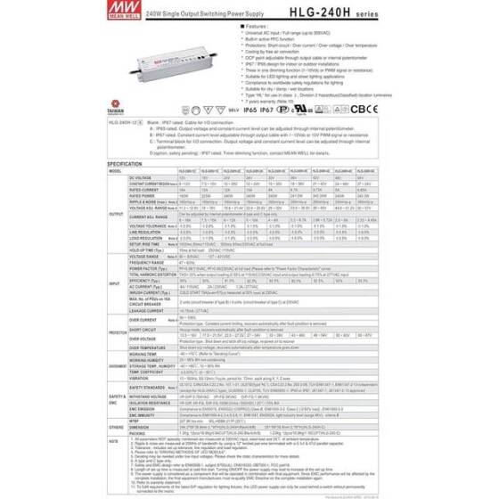 Orijinal Tayvan MEAN WELL HLG-240H-24B Su Geçirmez Güç Kaynağı - 2