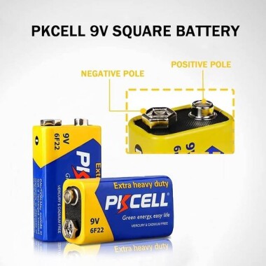 PKCELL 6F22 9V yüksek kaliteli kare karbon-çinko Pil - 4