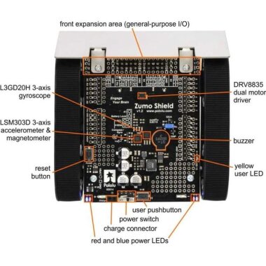 Pololu Zumo Robot Arduino Uyumlu v1.2 (75: 1 HP Motor) - 2