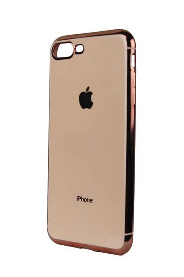 Pudra İphone 7 Plus - Apple Logolu Lazer Kesim Silikon Kılıf