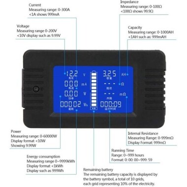 PZEM-015 Dijital Akü Test Cihazı Ampermetre Voltmetre Enerji Ölçer Güç Kapasitesi Artık Elektrik Test Cihazı 100A - 5