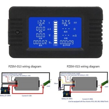 PZEM-015 Dijital Akü Test Cihazı Ampermetre Voltmetre Enerji Ölçer Güç Kapasitesi Artık Elektrik Test Cihazı 200A - 4