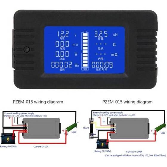 PZEM-015 Dijital Akü Test Cihazı Ampermetre Voltmetre Enerji Ölçer Güç Kapasitesi Artık Elektrik Test Cihazı 200A - 4