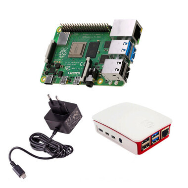Raspberry Pi 4 1GB Seti - 1GB RAM + Standart Kilif + Güç Kaynagi - Thumbnail
