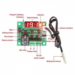 Röle Çıkışlı Dijital Termostat, Sıcaklık Kontrol Kartı - W1209 - 3