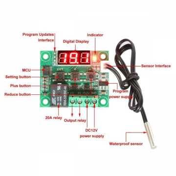 Röle Çıkışlı Dijital Termostat, Sıcaklık Kontrol Kartı - W1209 - 3