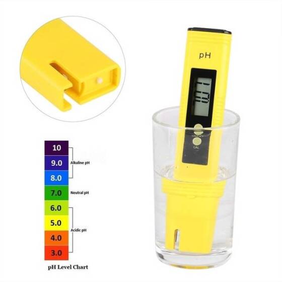 Sarı 0.1 Çözünürlüklü Dijital PH Metre Test Cihazı ATC 0.0-14.0pH Pilsiz - 2