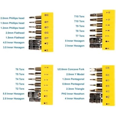 Sarı 38 Parça S2 Tornavida Seti - Plastik Kutulu - 2