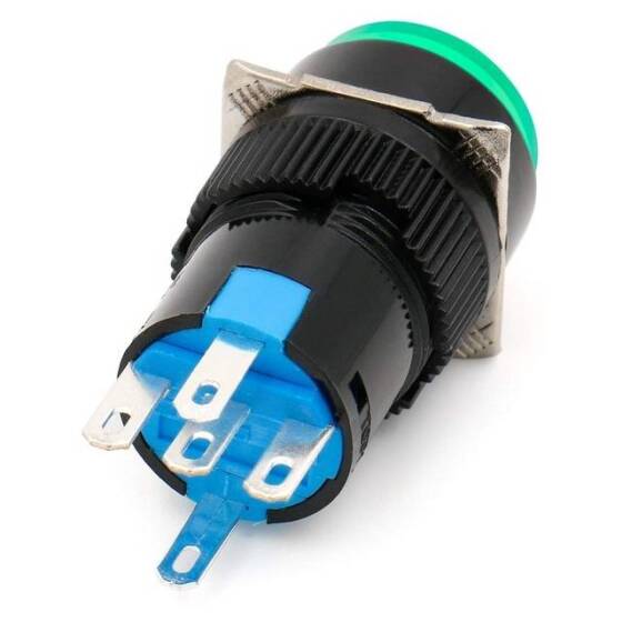 Sarı LA128A 24V 5 Pin 16mm Kendinden Kilitli Yuvarlak Push Buton - 4