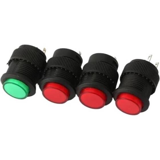 Sarı R16-504B 16mm 2 Pin Kendinden Sıfırlamalı Kapalı-Açık Basmalı Düğme Anahtarı Işıksız - 2