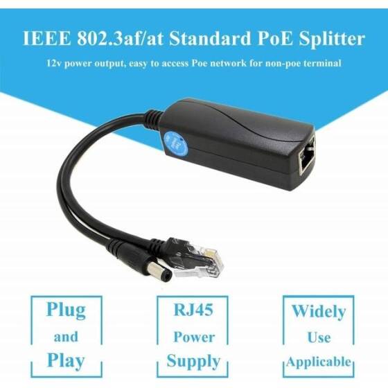 SDAPO PS5712AT DC5.5x2.1mm 100M PoE Ayırıcı 48V - 12V 2A - Normal Versiyon - 3