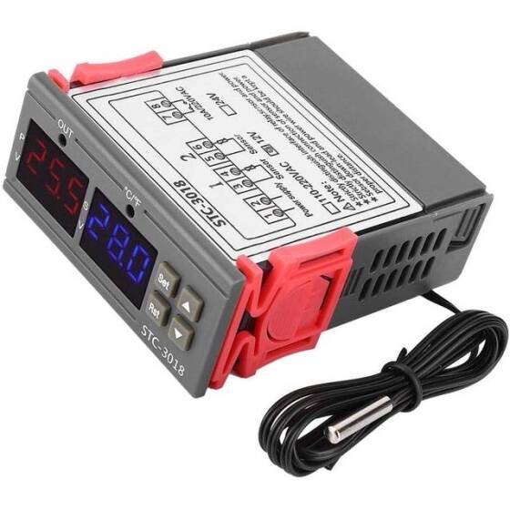 STC-3018 24V DC Dijital Sıcaklık Kontrol Cihazı-Kuluçka Uyumlu 1 Metre Kablolu - 8