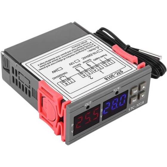 STC-3018 AC110-220V Dijital Sıcaklık Kontrol Cihazı-Kuluçka Uyumlu 1 Metre Kablolu - 4